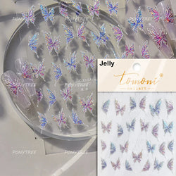 Cute Jelly Bowknot Butterfly Chic Animals Ribbon Tie Shine 3D Fantasy Nail Art Decorations Stickers DIY Dreamy Manicure Decals (Online Order Only)