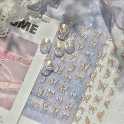 Cute Jelly Bowknot Butterfly Chic Animals Ribbon Tie Shine 3D Fantasy Nail Art Decorations Stickers DIY Dreamy Manicure Decals (Online Order Only)