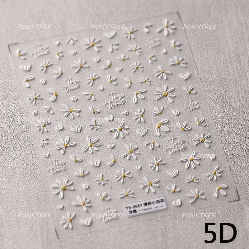 Cute Bee Honey Jar Daisy Flowers Gather Honey Pot Love Heart Green Leaves Reliefs Self Adhesive Nail Art Stickers Manicure Decal (ONLINE ORDER ONLY)