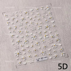 Cute Bee Honey Jar Daisy Flowers Gather Honey Pot Love Heart Green Leaves Reliefs Self Adhesive Nail Art Stickers Manicure Decal (ONLINE ORDER ONLY)