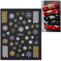 1pc Christmas Nail Sticker 3D Gold Glitter Snowflake Elk Penguin Bells Design Adhesive Nail Slider Decals Winter Manicure Decor* (Online Order Only)