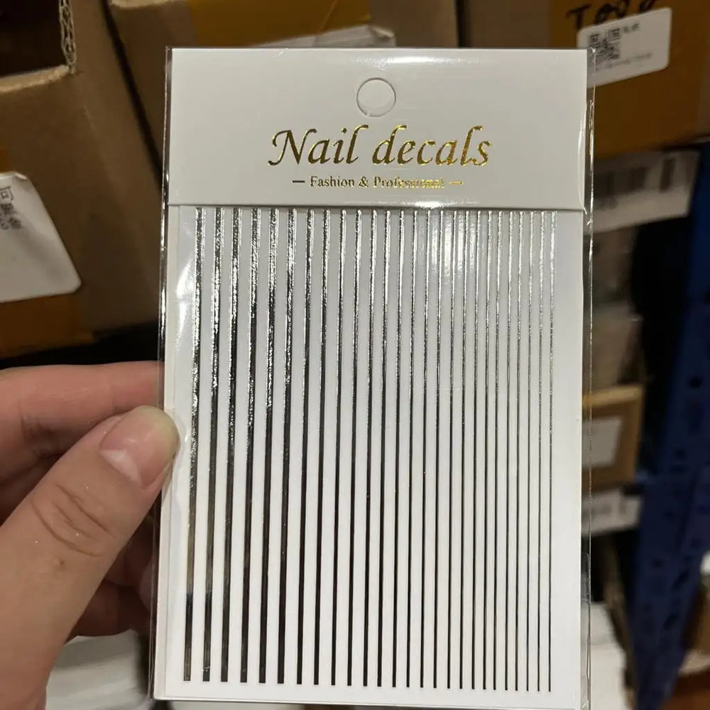 1Pc Laser Silver Gold Lines Stripe Nail Sticker Metal Strip Luxury Nails Slider Self Adhesive Slider Papers Transfer Stickers *& (Online Order Only)