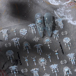 Yunjin Brocade Shawl Tassel Pendant Traditional Chinese Costumes and Ornaments Self Adhesive Nail Art Stickers Manicure Decals (ONLINE ORDER ONLY)