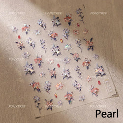 Spotless Lily Lilium Flowers Moon Pearl Crown Lily-white Pearl Necklace Pendant Self Adhesive Nail Art Stickers Manicure Decals (Online Order Only)