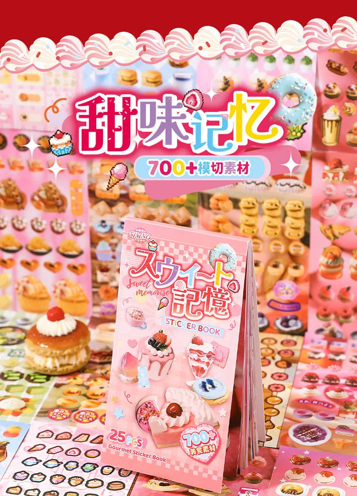 25 Pages Ins Retro Cute Food Cake Decorative Stickers Book Scrapbooking Phone Case DIY Journal Collage Material Sticker Gift (ONLINE ORDER ONLY)