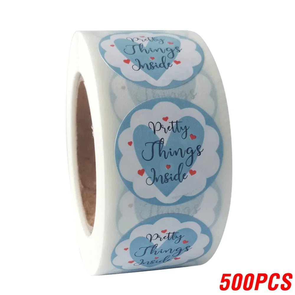 100-500pcs Round Paper Pink Pretty Things Inside Stickers Gold Thank You Stickers For Small Business Packaging Seal Label (ONLINE ORDER ONLY)