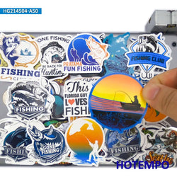 50Pieces Fisherman Go Fishing Slogan Marine Fish Graffiti Waterproof Stickers for Notebooks Motorcycle Car Phone Laptop Sticker (Online Order Only)