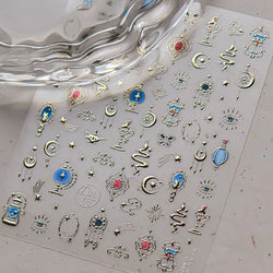 Metal Snake Flower Pattern Stars Eye Pot Moon Butterfly Story Retro Meteor Candle Hourglass Nail Art Sticker Manicure Tool Decal (ONLINE ORDER ONLY)