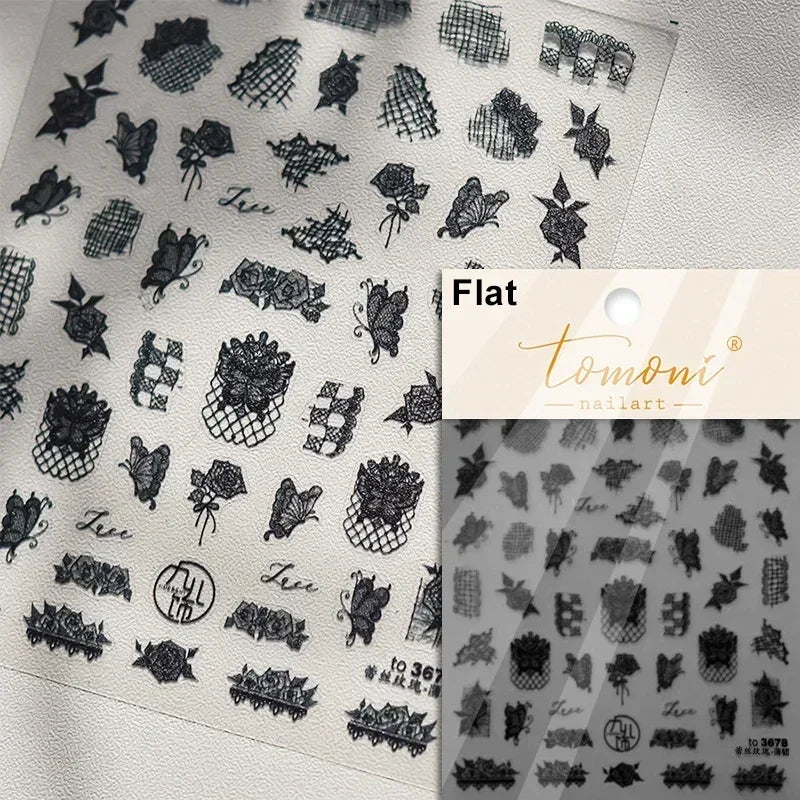 Charming Geometric Black Khaki Brown Grid Houndstooth Snowflake Flat Chic  Adhesive Nail Art Decoration Stickers Manicure Decals (Online Order Only)