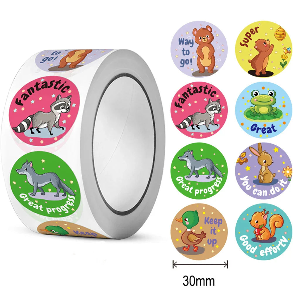 100-300pcs NEW Kids' Motivational Stickers Cute Animal Reward Sticker Friendly Campus Office Classification Self-adhesive label﻿ (ONLINE ORDER ONLY)
