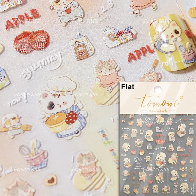 Squirrel Mushroom Apple Strawberry Cherry Pinecone Ginkgo Leaf Self Adhesive Nail Art Stickers Butterfly Flower Manicure Decals (ONLINE ORDER ONLY)