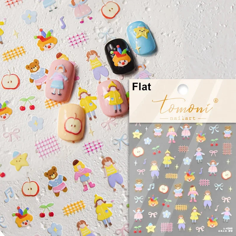 Bowknot Bear Cake Chocolates Food Star Cherry Apple Cook Love Heart Adhesive Nail Art Sticker Rhinestone Reliefs Manicure Decal (ONLINE ORDER ONLY)