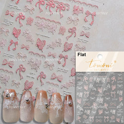 Gird Lace Bowknot Love Heart Flower Fabric Printing Frame Bow Tie Rococo Pattern Daisy Tender Nail Art Stickers Manicure Decals (ONLINE ORDER ONLY)