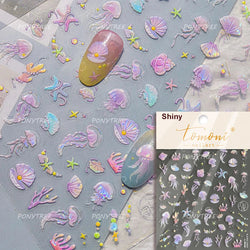 Ocean Elements Starry Sea Shoal of Fish School Water Bubbles Water Bubbles Adhesive Nail Art Decoration Sticker Manicure Decals (Online Order Only)