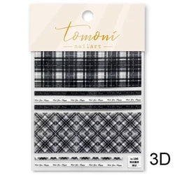 Geometric French Style Colorful Square Grid Rhombus Line Stripe Bowknot 3D Self Adhesive Nail Art Stickers Shiny Manicure Decals (ONLINE ORDER ONLY)
