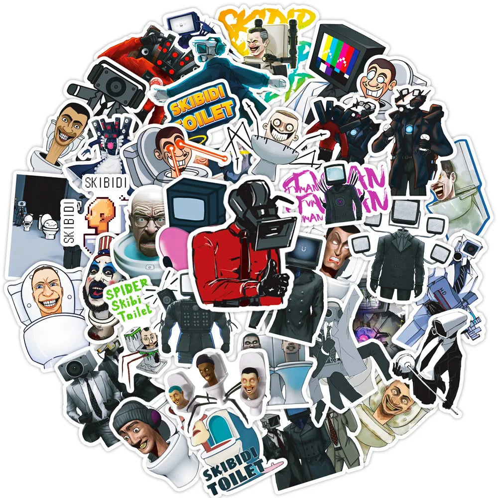 Skibidi Toilet Game Stickers Decals for Laptop Phone Luggage Skateboard Guitar 10/30/50PCS (Online Order Only)