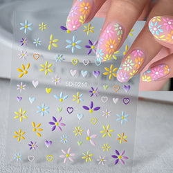 1pc 5D Flower Design Nail Art Stickers Colorful Flowers Nail Art Decals For DIY & Nail Salons Self-Adhesive Nail Art Supplies *^ (ONLINE ORDER ONLY)