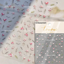 Chic Wild Flower Oil Painting Small Variegated Daisy Peach Blossom Lavender Petal Adhesive Nail Art Stickers Manicure Decals (Online Order Only)