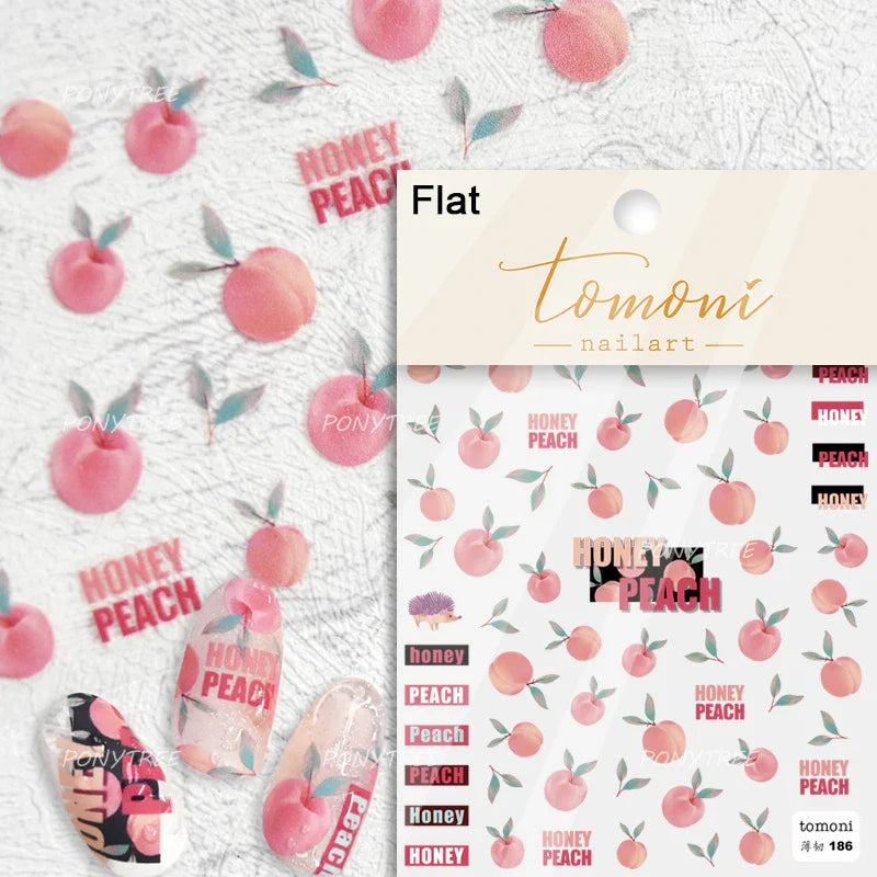 Fruit Paradise Guava Strawberry Pear Peach Orange Watermelon Pitaya Cherry Kiwifruit Pineapple Nail Art Stickers Manicure Decals (ONLINE ORDER ONLY)
