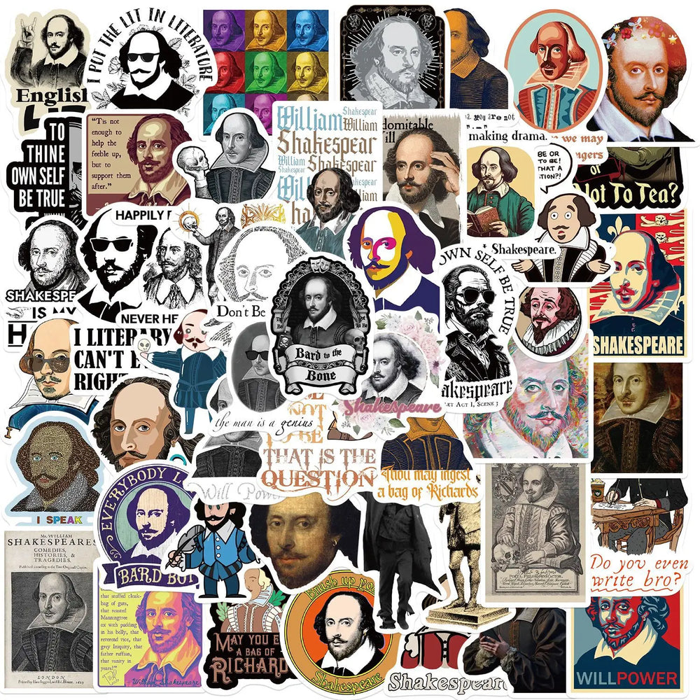 Vintage Shakespeare Cartoon Stickers for Phone Laptop Luggage Skateboard - 10/30/50PCS (Online Order Only)