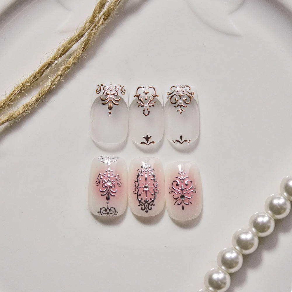 Baroque Figure Flower Totem Geometric Star Love Heart Hot Stamping Embossed Relief Self Adhesive Nail Art Sticker Manicure Decal (ONLINE ORDER ONLY)
