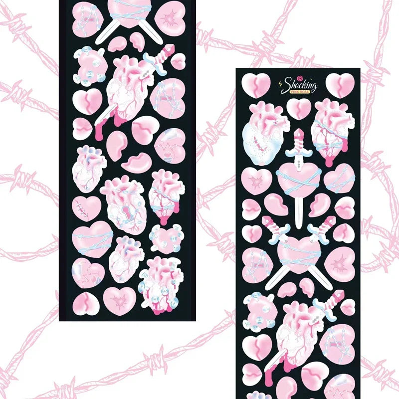 Korean Ins Dark Skull Love Key Chain Sticker Scrapbooking Photo Frame Handmade Stationery Decorative Kawaii Stickers Art Supply (ONLINE ORDER ONLY)