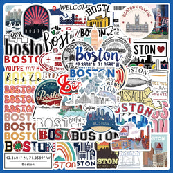 50pcs Boston Theme Quote Stickers for Helmet Wall DIY Decoration (Online Order Only)