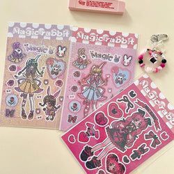 New Ins Cute Devil Bunny Girl Stickers Diary Scrapbooking DIY Album Decoration Sticker Aesthetic Personalized Kawaii Stationery (ONLINE ORDER ONLY)