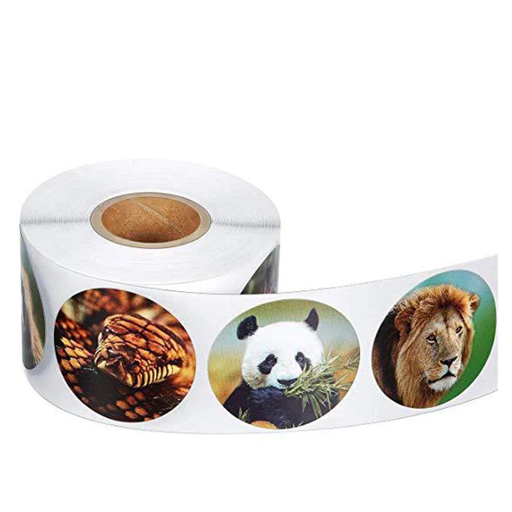 500pcs zoo Animals cartoon Stickers for kids classic toys sticker school teacher reward sticker 8 designs pattern tiger (Online Order Only)