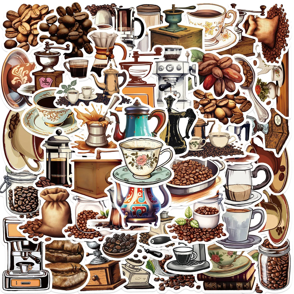 50 pcs Hot Coffee Bean Stickers Fashion Home Bedroom Decor Mural Decal Theme Door Wallpaper Sticker (ONLINE ORDER ONLY)