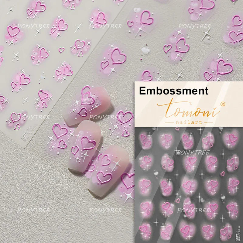 Line Love Heart Arc French Romantic Curve Punk Attitudinal Hollow Geometric Figure Adhesive Nail Art Stickers Manicure Decals (Online Order Only)