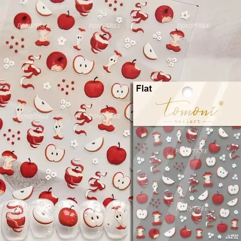 Colored Shiny Jelly Claw Paw Pudding Dessert Cherry Bowknot Cake Bow Tie Drink Food Love Heart Nail Art Sticker Manicure Decal (ONLINE ORDER ONLY)