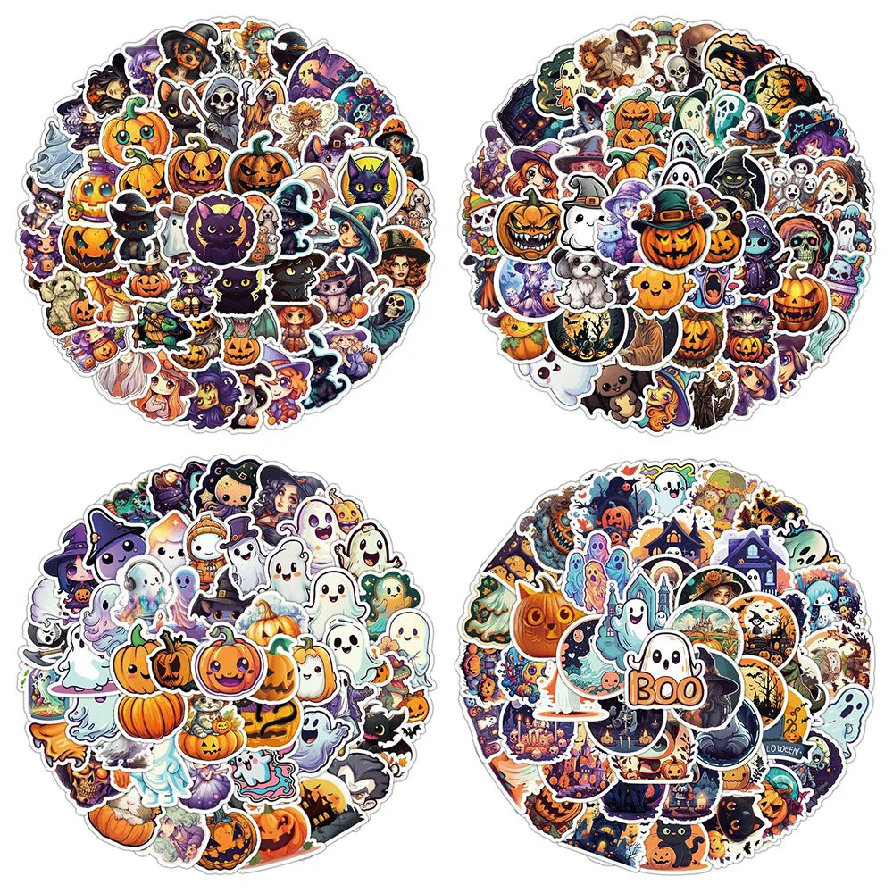 10/50/100/200pcs Cute Cartoon Horror Hallowmas Graffiti Stickers Decals Skateboard Laptop Phone Car Waterproof Sticker Kids Toys (ONLINE ORDER ONLY)