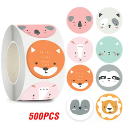 100-500pcs Cartoon Animals Sticker for Children 8 Designs Cute Thank You Scrapbooking Stationery Sealing Labels Rewards Stickers (ONLINE ORDER ONLY)