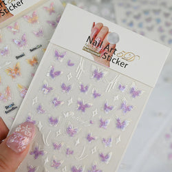 1pcs Pink Christmas Nail Stickers Shiny Shell Light Nail Art Parts Stickers Cute Snowflakes Star Wreath Nail Decorations Decals* (ONLINE ORDER ONLY)
