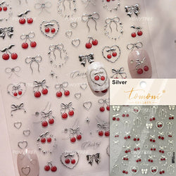 Mini Fruit Cherry Charming Strawberry Ribbon Line Bowknot Jelly Charming Chic Self Adhesive Nail Art Stickers Manicure Decals (ONLINE ORDER ONLY)