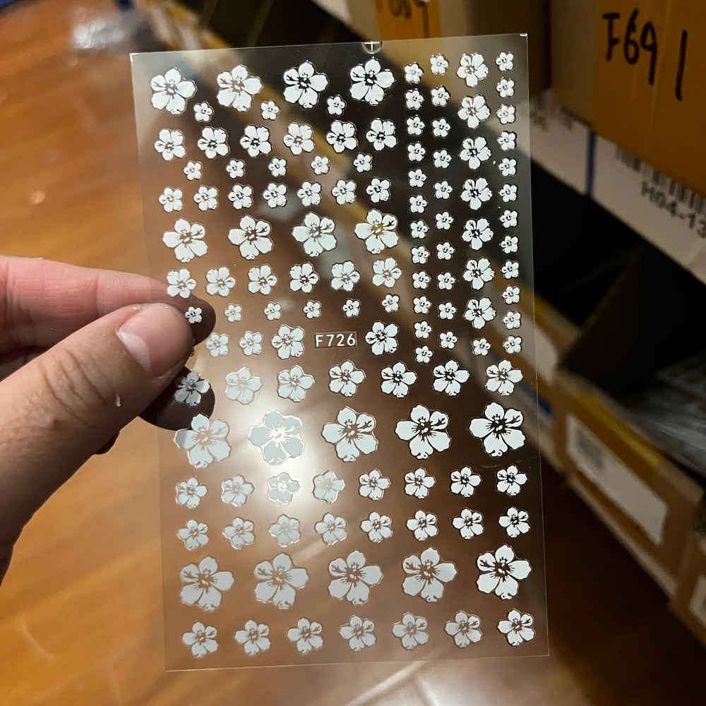 1PC Lace Flower Leaf Nail Sticker Geometric Line Leaf Floral Nail Art Decal Abstract Elegant Black White Pattern Nail Decoration (ONLINE ORDER ONLY)