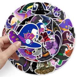 10/30/50pcs Cute Cartoon Magic Witch Hat Graffiti Stickers Laptop Skateboard Phone Waterproof Graffiti Decals Fun for Kid Gift (ONLINE ORDER ONLY)