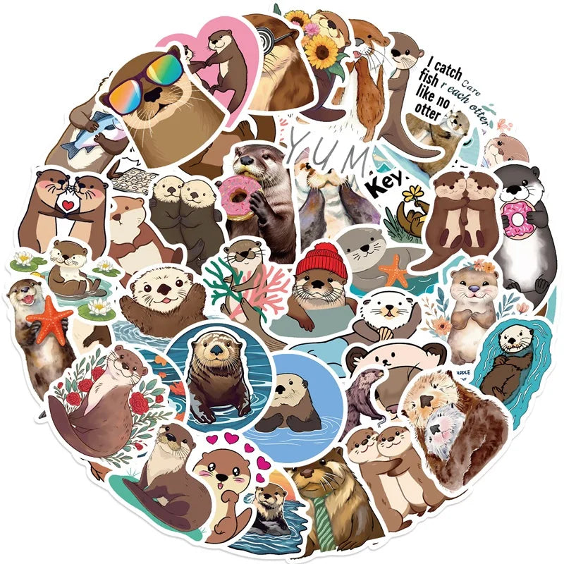 10/30/50PCS Kawaii Otter PVC Sticker Aesthetic Korean Decoration Scrapbooking Stationery DIY Hand Accounting Supplies for Kids (ONLINE ORDER ONLY)