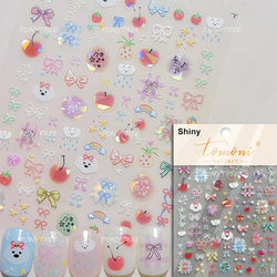 Cute Bowknot Rabbit Fruit Juice Beverage Drink Strawberry Peach Banana Adhesive Nail Art Decoration Stickers Manicure Decals (ONLINE ORDER ONLY)