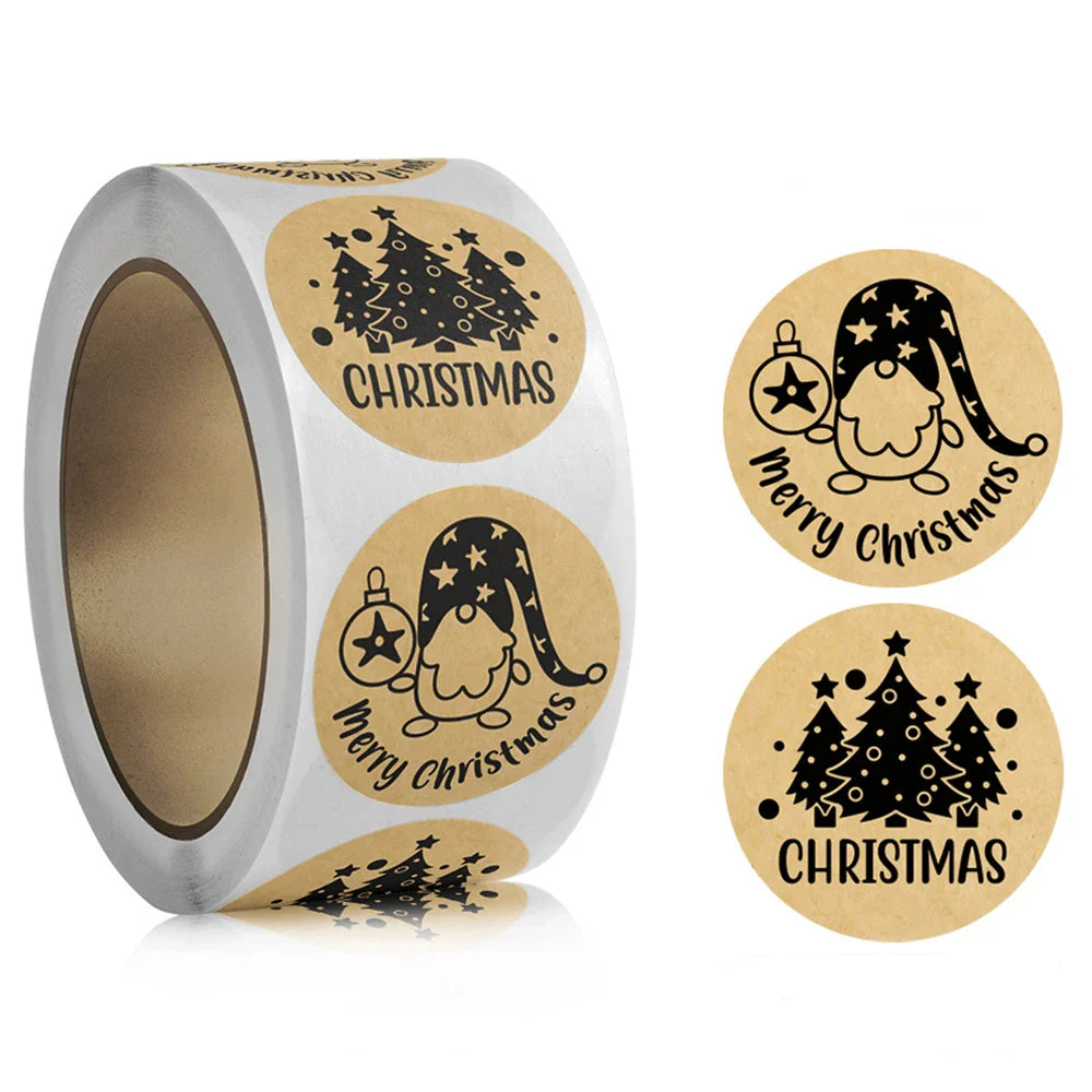 100-500pcs Brown Christmas Labels Sealing Sticker Aesthetic Kraft Paper Thank You Stationery Supply Decorative Scrapbook (ONLINE ORDER ONLY)