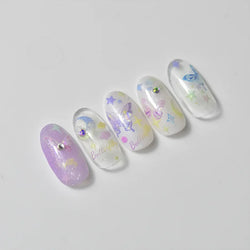Dreamy Moon Star Cloud Butterfly Starrylight Rhinestone 5D Soft Embossed Relief Nail Art Sticker 3D Decal Decoration Manicure (ONLINE ORDER ONLY)