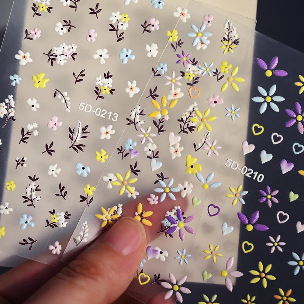 1pc 5D Flower Design Nail Art Stickers Colorful Flowers Nail Art Decals For DIY & Nail Salons Self-Adhesive Nail Art Supplies *^ (ONLINE ORDER ONLY)