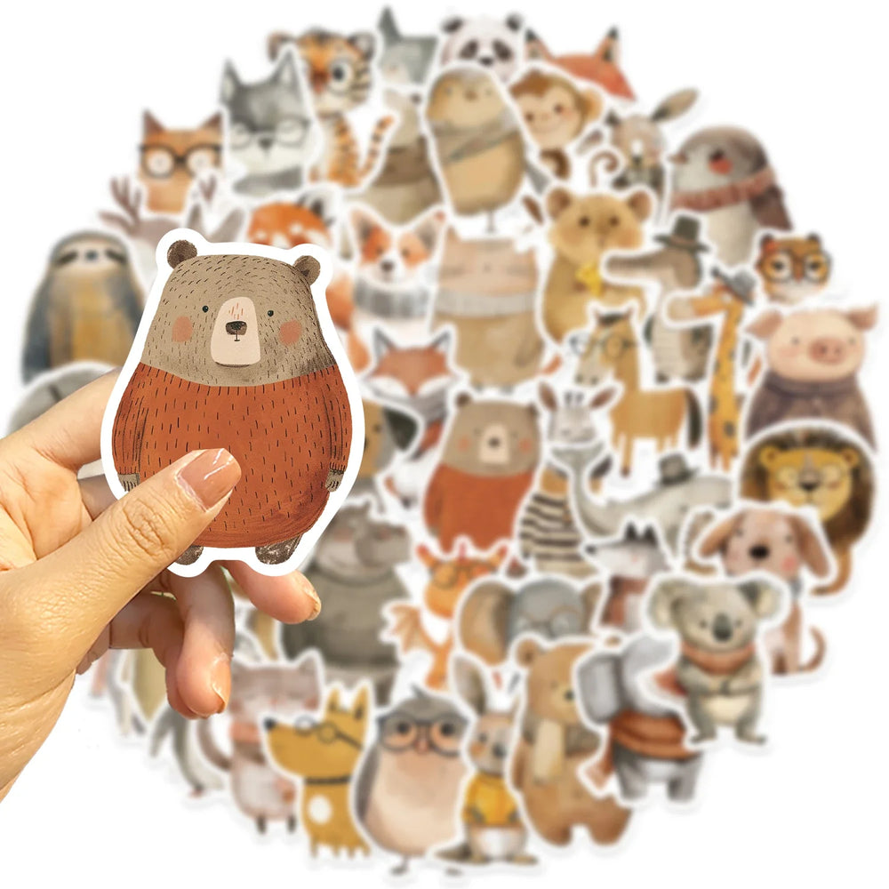 50PCS Funny Cute Animals Stickers For Cup Stationery Guitar Phone Bicycle Laptop Luggage Car Graffiti Kids Toys Cartoon Decals (ONLINE ORDER ONLY)