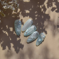 Hazy Feeling Bluestar-Amsonia Hubristic Blue Star Flower Floral Print 5D Soft Embossed Adhesive Nail Art Sticker Manicure Decals (ONLINE ORDER ONLY)