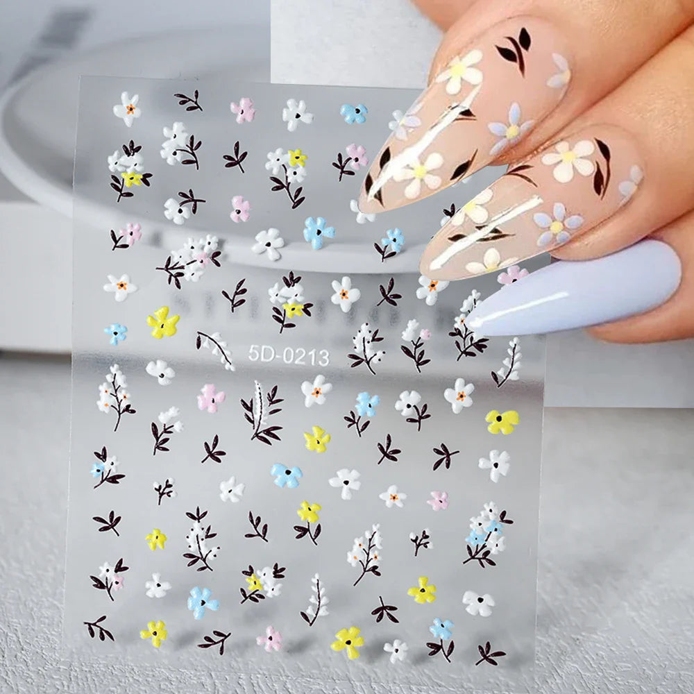 1pc 5D Flower Design Nail Art Stickers Colorful Flowers Nail Art Decals For DIY & Nail Salons Self-Adhesive Nail Art Supplies *^ (ONLINE ORDER ONLY)