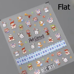 Cute Bowknot Dog Puppy Bear Strawberry Cake Fruit Juice Coffee Desserts Corgi Cherry Adhesive Nail Art Stickers Manicure Decals (ONLINE ORDER ONLY)