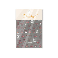 Colourful Cherry Abundant Fruits Bowknot Shiny White Line Outline Self Adhesive Nail Art Stickers Chic Rhinestone Manicure Decal (ONLINE ORDER ONLY)