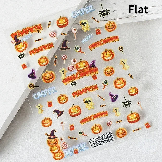 Gothic Dark Spider Butterfly Cross Flame Wings Halloween Horror Rose Flower Rabbit Pumpkin Bear Nail Art Stickers Manicure Decal (ONLINE ORDER ONLY)