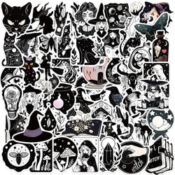 Gothic Witch Stickers Pack: Waterproof Decals for Skateboard, Laptop, Motorcycle, Car (Online Order Only)